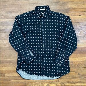 Perry Ellis Men's Black Patterned Shirt